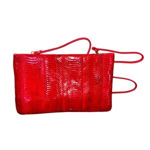 Jasmin 1980’s Clemente Red Purse Genuine Snakeskin  Leather Crossbody Clutch Bag